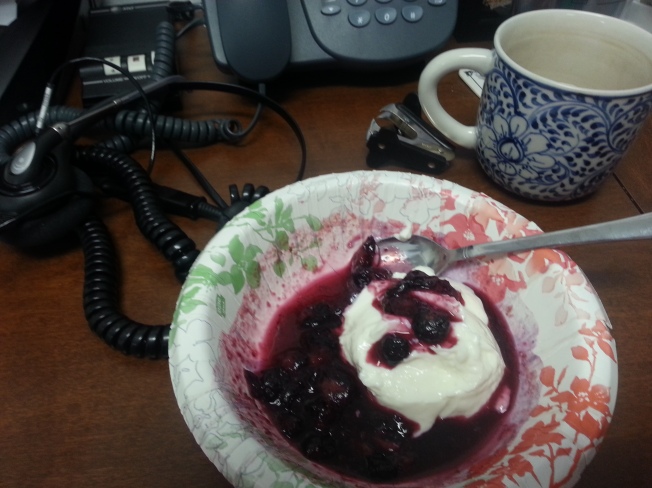 Warm blueberry compote